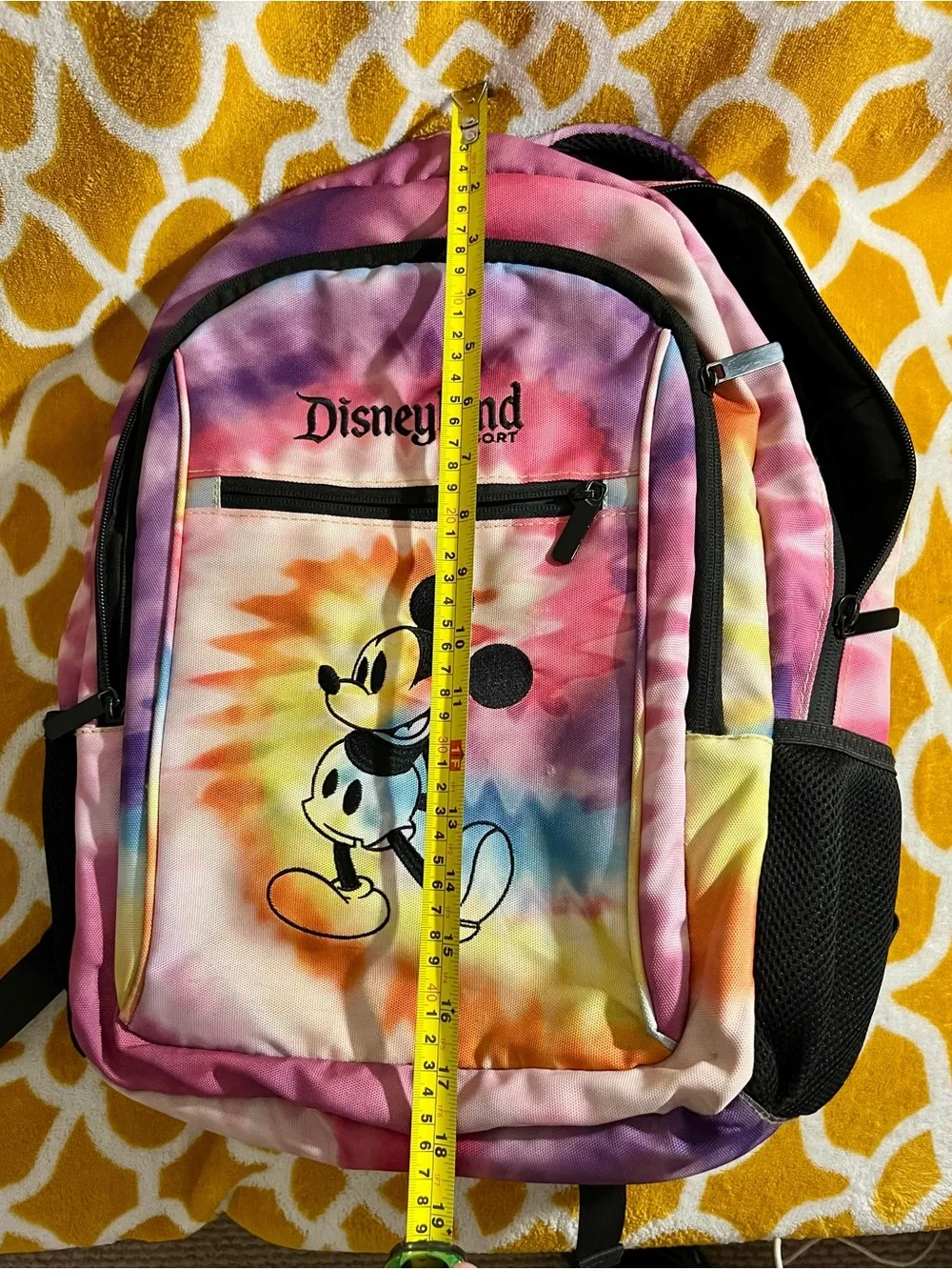 Disneyland Resort Mickey Mouse Tie-Dye Medium Backpack Pink Purple Black
